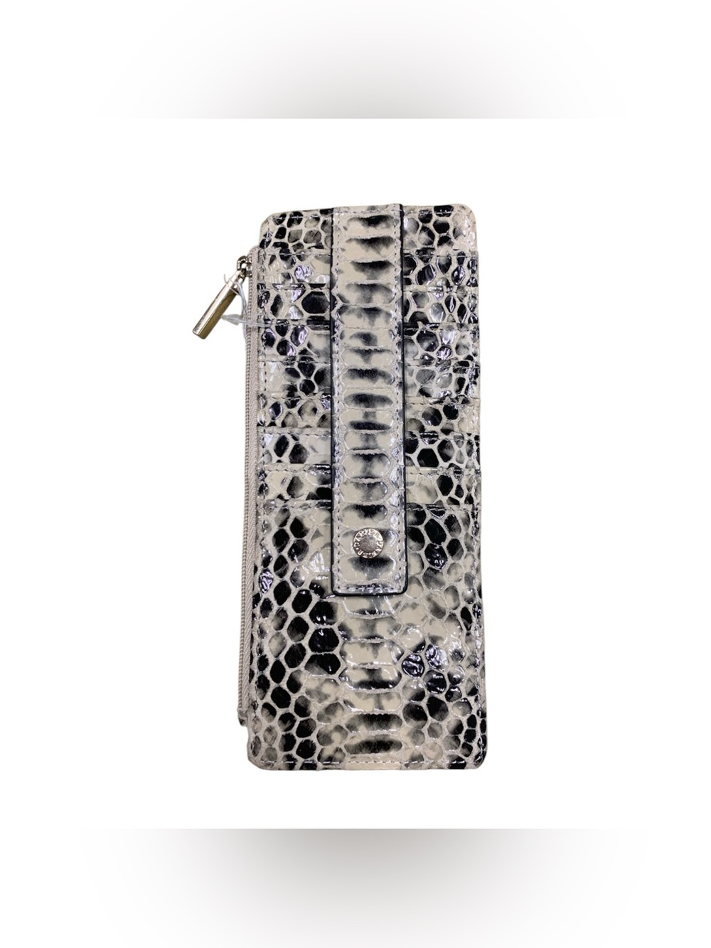 Danier Black and Cream Snake-Embossed Leather Wallet Clutch